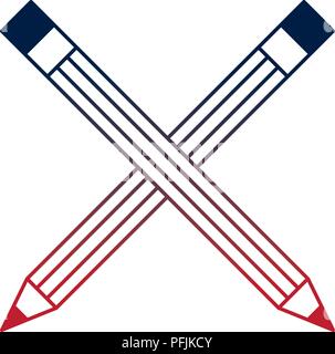 crossed wooden pencils creativity tool vector illustration neon image Stock Vector