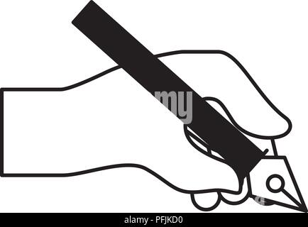 hand holding pen steel basic tip artistic creativity vector illustration Stock Vector