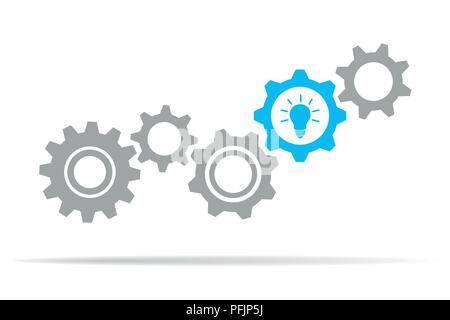 light bulb idea working gears vector illustration EPS10 Stock Vector