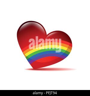 red valentine heart with rainbow vector illustration EPS10 Stock Vector