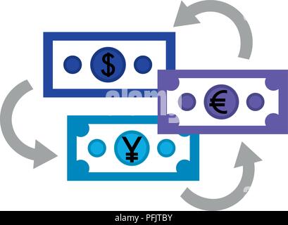 bills dollar with yen and euro money Stock Vector Image & Art - Alamy