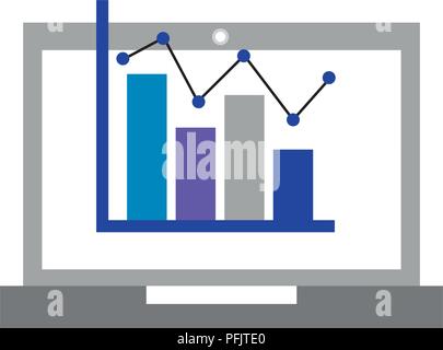 laptop computer with statistics Stock Vector