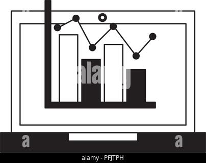 laptop computer with statistics Stock Vector