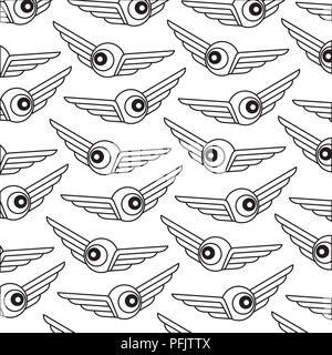 eye with wings pattern Stock Vector