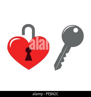 red heart with key vector illustartion EPS10 Stock Vector