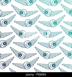 eye with wings pattern Stock Vector