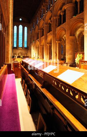 Great Britain, England, Hampshire, Romsey Abbey, choir stalls Stock Photo