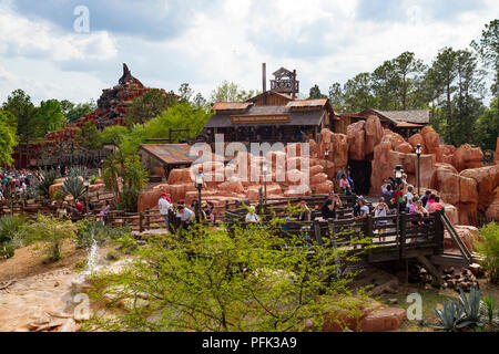 Big Thunder Mountain Railroad ride in Magic Kindgom, Walt Disney World, Orlando, Florida. Stock Photo