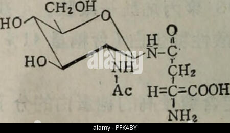 This image appears to depict an advanced botanical text, featuring molecular structures and chemical formulas related to plant biology. It may focus on chemical processes or compounds relevant to plant functions, particularly those involving enzymes or plant hormones. Stock Photo