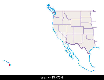 The State of Louisiana is Highlighted in Red. Blue Map of the United States  Divided into Separate States. Map of the USA Split into Individual States  Stock Photo - Alamy