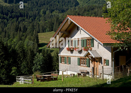 farm house at Hochgrat near Steibis, Allgaeu, Bavaria, Germany Stock Photo