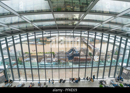 LONDON, UK - AUGUST 16, 2018: The Sky Garden is Europe's highest garden space located on top of 20 Fenchurch Street popular with visitors who come to  Stock Photo