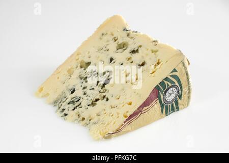 Slice of French Bleu des Causses AOC cow's milk cheese Stock Photo