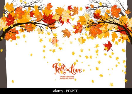 Maple fall trees Stock Vector