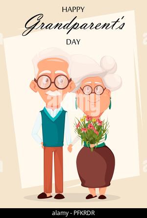 Grandmother and grandfather together. Silver haired grandma and grandpa.  Cartoon characters. Vector illustration on white background Stock Vector  Image & Art - Alamy