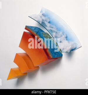 Sectioned model of the Earth's structure and atmosphere Stock Photo