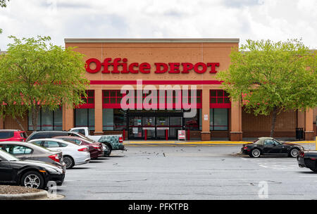 HICKORY, NC, USA-20 AUG 2018: An Office Depot storefront., selling office supplies, furniture, and computers. Stock Photo