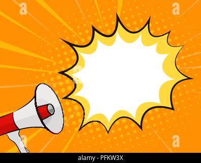Megaphone and Speech Bubble in Pop Art Style Background Vector Illustration Stock Vector