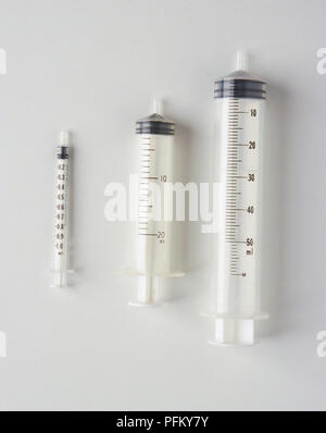 Three different size syringes Stock Photo