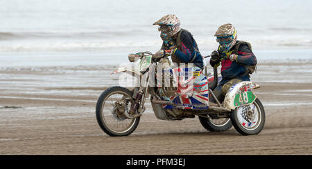 Sidecarcross Participant In The Weston Beach Race 2017, Weston-Super-Mare, Somerset, England Stock Photo