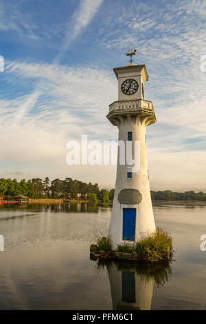 The Scott Memorial in Roath Park Lake in the suburbs of Cardiff, Wales. Captain Scott left Cardiff for his expedition to the south pole. Stock Photo