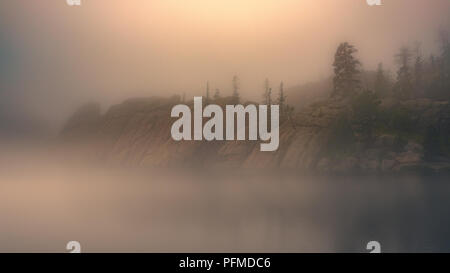 Sylvan Lake in the Mist, South Dakota Stock Photo