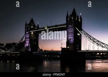 Tower Bridge over the Thames River in London, UK Stock Photo