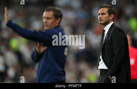 Derby County manager Frank Lampard during the Sky Bet Championship match at Pride Park, Derby. Stock Photo