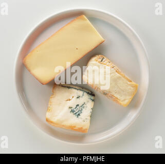 Gorgonzola, Taleggio and Fontina on a plate Stock Photo