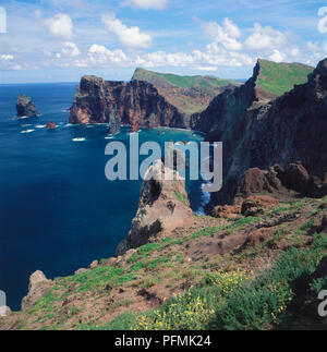 Southwestern Europe, Portugal, Madeira Islands, wild Cliffs of Ponta de Sao Lourenco, near Canical Stock Photo
