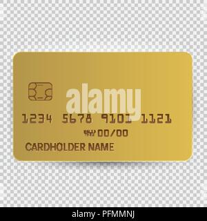 Golden blank model template top view with shadow isolated on transparent background. Vector Illustration Stock Vector