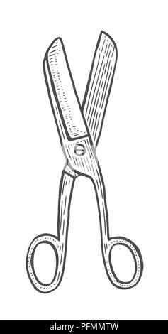 Hand drawn vintage scissors vector illustration. Isolated on white Stock Vector