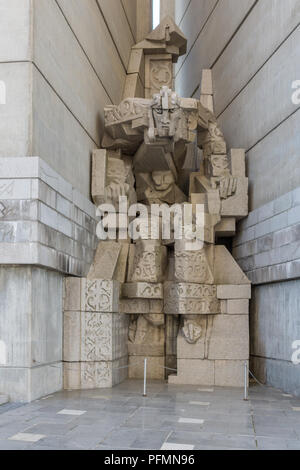 SHUMEN, BULGARIA - APRIL 10, 2017:   Founders of the Bulgarian State Monument near Town of Shumen, Bulgaria Stock Photo