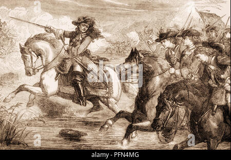 Dutch Prince William of Orange at the Battle of the Boyne, 1690, From British Battles on Land and Sea, by James Grant Stock Photo