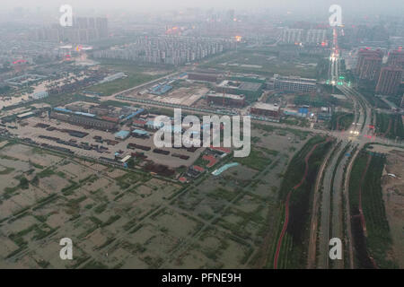 Dongying, Dongying, China. 22nd Aug, 2018. Dongying, CHINA-Aerial photography of Dongying City after typhoon in east China's Shandong Province. Credit: SIPA Asia/ZUMA Wire/Alamy Live News Stock Photo