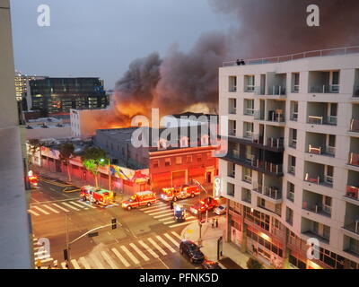 Los Angeles, CA, USA 22nd August 2018, Building Fire happening at 1316 Margo Str Credit Pekka Ranta/Alamy Live News Stock Photo