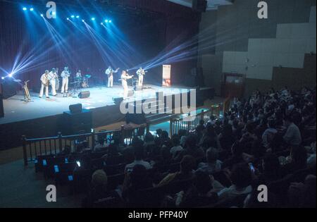 KOTA KINABALU, MALAYSIA (May 23, 2018) Members of the U.S. 7th Fleet Band perform at the JKKN Sabah Complex in Kota Kinabalu, Malaysia. The band is supporting a U.S. 7th Fleet theater security cooperation mission and will be traveling to several Indo-Pacific countries in the coming weeks. Stock Photo