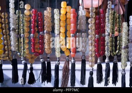 Greece, Greek komboloi beads with tassels, close-up Stock Photo