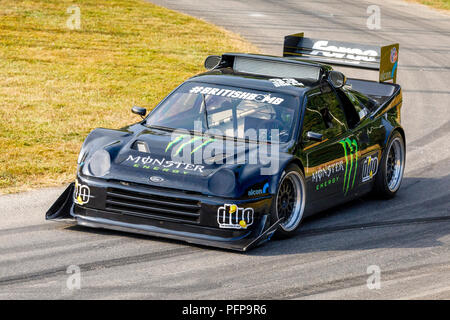 1986 Ford RS200 'Pikes Peak' with driver Pat Doran at the 2018 Goodwood Festival of Speed, Sussex, UK. Stock Photo