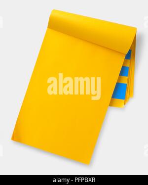 Bright yellow notebook, open Stock Photo