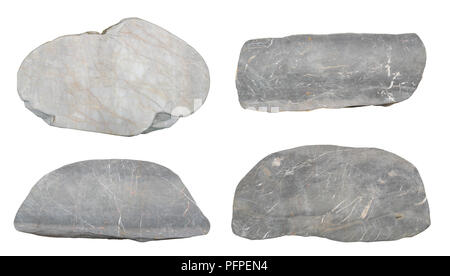 set of marble stone texture isolated on white background Stock Photo