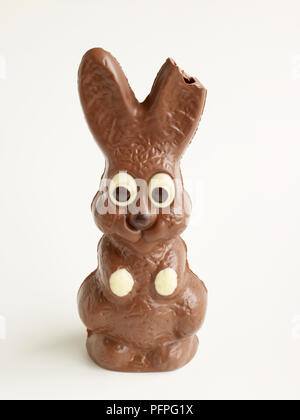 Chocolate bunny, part of ear missing Stock Photo