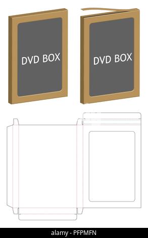 dvd paper packaging box die-cut line template Stock Vector