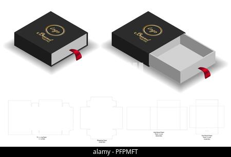 Rigid Sleeve box die cut mock up template vector Stock Vector