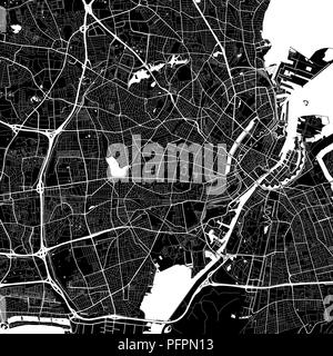 Area map of Frederiksberg, Denmark. Dark background version for infographic and marketing projects. This map of Frederiksberg, contains typical landma Stock Vector