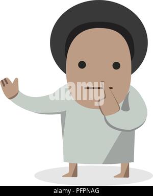 Cute afro american child. Vector cartoon boy character isolated on white background. Stock Vector