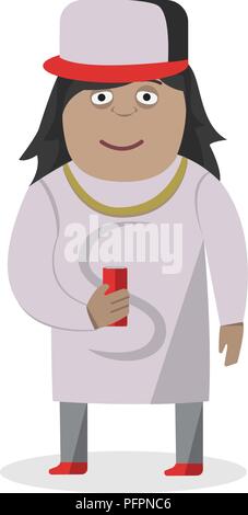 Guy in cap with soda. Cartoon character on isolated white backgrund. Stock Vector