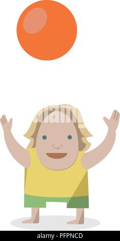Kid with ball. Vector Illustrations on a white background. Stock Vector