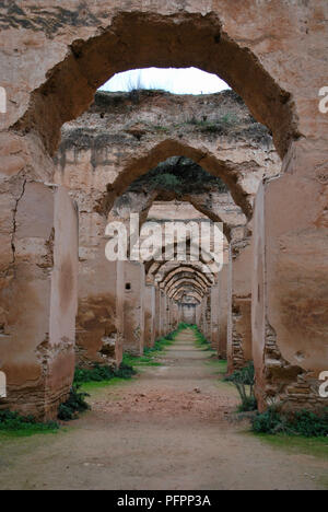 View of Heri es-Souani stables, The Grainstore Stables in Meknes, Morocco Stock Photo