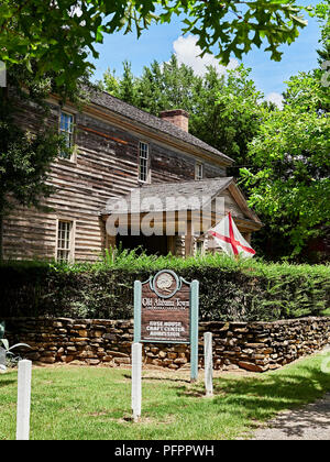 Rose-Morris craft house front entrance in Old Alabama Town, an outdoor museum, in Montgomery Alabama, USA. Stock Photo